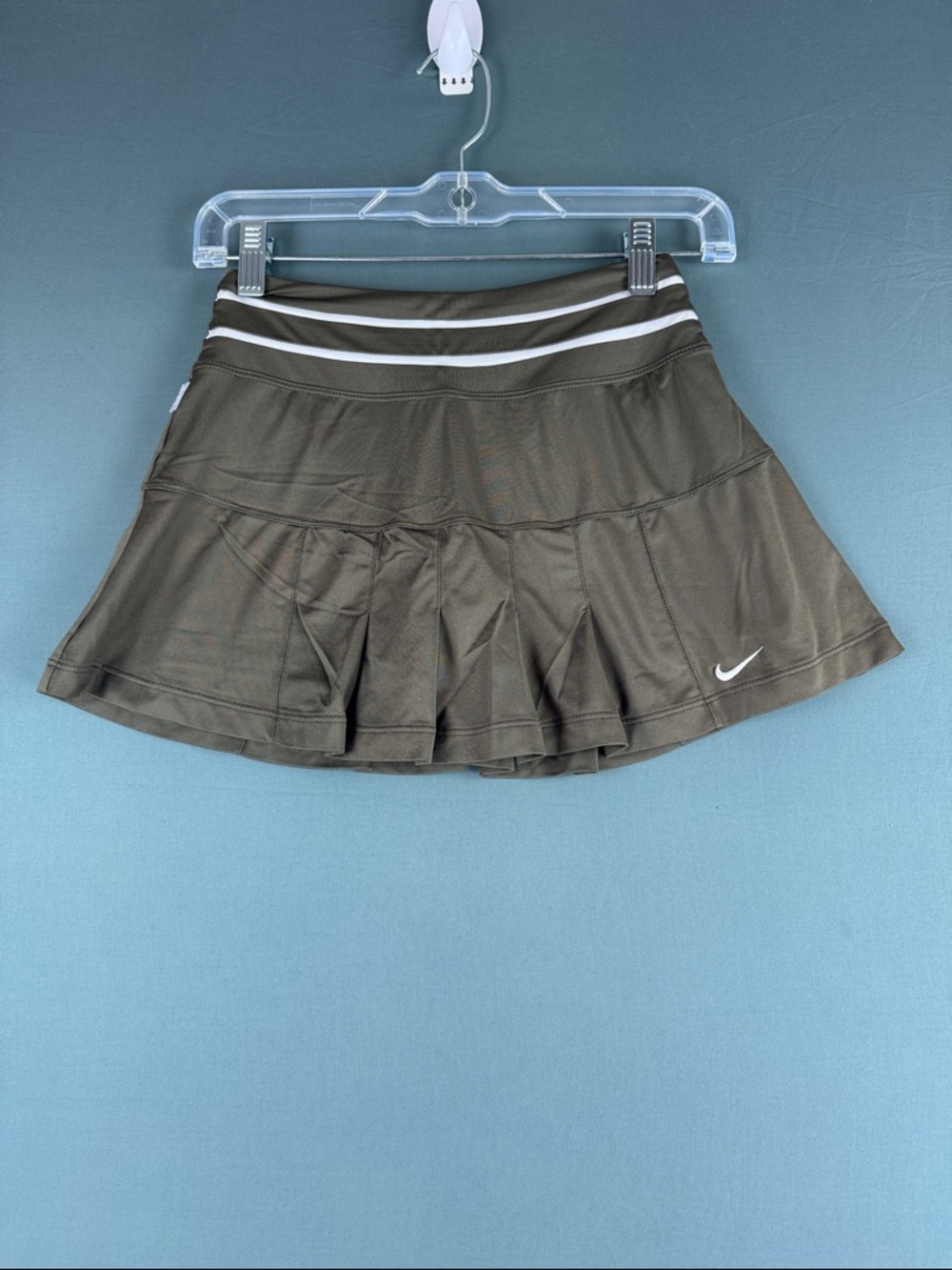 Nike Olive Tennis Skort with White Waist Stripes